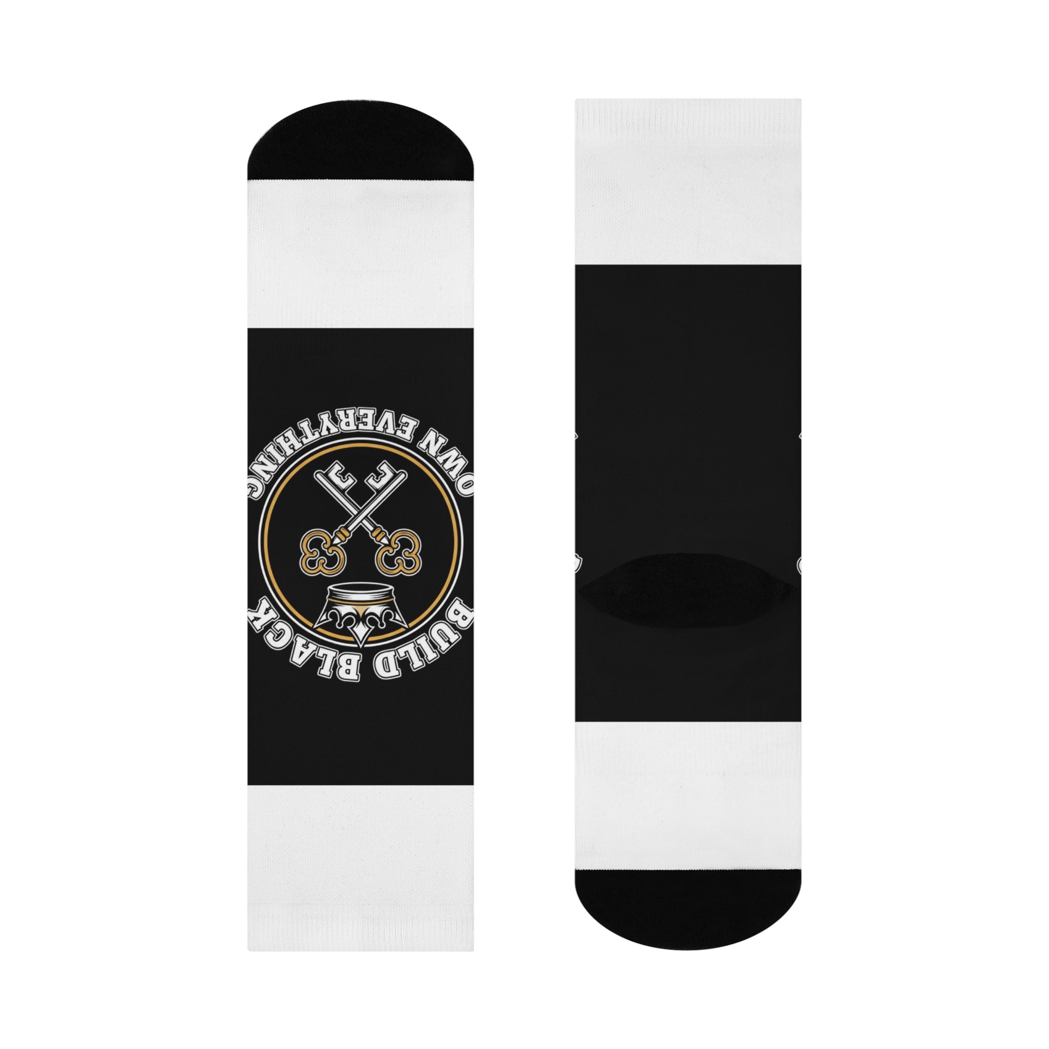 Build Black Everything key emblem Cushioned Crew Socks